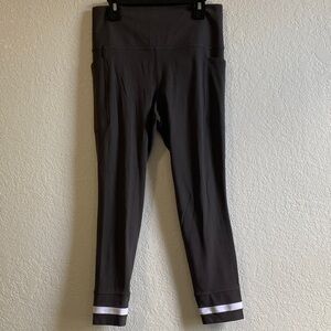 Athleta Dark Gray Leggings with White Accents